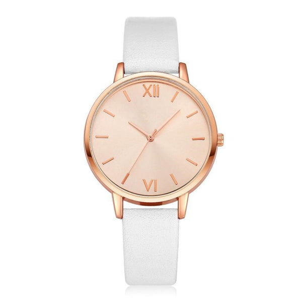 Fashion Women's Watch  Rose Gold Dial Leather Strap Wristwatch Ladies Watches Simple Casual Quartz Clock Relogio Feminino@50