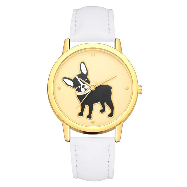 Women's Watches Casual  Ladies Quartz Wristwatch Golden Border Puppy Pattern Dial Leather Strap Clock Dress Gift Reloj Mujer@50