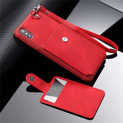 Mirror PU Leather Multi Card Holders Case For iPhone XR XS Max Case Back Cover Card Wallet Retro For iPhone 6 6s 7 8 Plus X Case