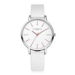 Hot Sale Women Watches Silver Border Scale Disc Ladies Quartz Wristwatch Solid Color Leather Strap Clock Fashion Reloj Mujer@50