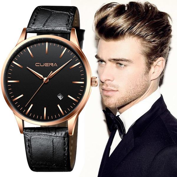 Men's Wrist Watch Sport Stainless Steel Case Leather Band Quartz Analog Watch Mens Watches Mens 2019 Men Wristwatch Clock