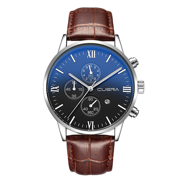 DISU Men Watches Leather Military Alloy Analog Date Quartz Business watch man unique watch for men relogios masculino