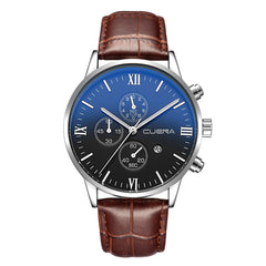 DISU Men Watches Leather Military Alloy Analog Date Quartz Business watch man unique watch for men relogios masculino