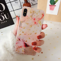 Gold Foil Bling Marble Phone Case For iPhone X Soft TPU Cover For iPhone 7 8 6 6s Plus Shining Glitter Case Coque Funda