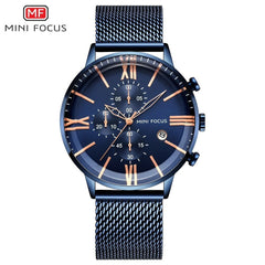 MINI FOCUS 3 Eyes Chronograph Watches Men Luxury Brand Sports Men's Watches Quartz Watch Man Fashion Stainless Steel Auto Date