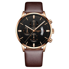 DISU Men Wrist Watch Quartz Sport Military Stainless Steel Dial Leather Band watches man male watch metal relogios masculino