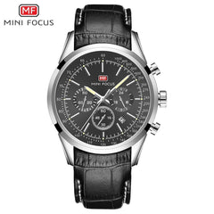 MINIFOCUS Luxury Brand Mens Watches Quartz Men Watch Leather Army Sports Watch Military Chronograph Watches Men Clock Hour Date
