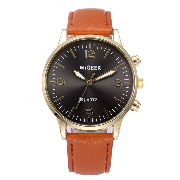 DISU Men Watch Business Leather Strap Sports Simulated Quartz watch man vintage men wristwatch clock mens wrist watches