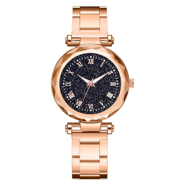 Luxury Women's Watches Simple Scale Disc Ladies Quartz Wristwatch  Starry Sky Alloy Strap Casual Clock Dress Gift Reloj Mujer@50