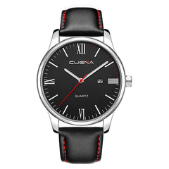 Mens Watch Luxury Faux Leather Blue Ray Glass Quartz Analog With Calen watch man big dial watches for men relogios masculino