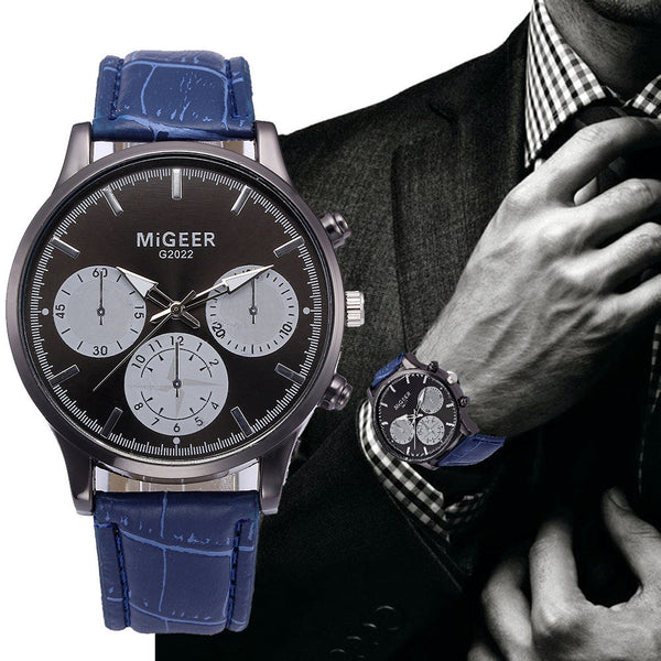 DISU Men Wrist Watch Retro Design Leather Band Analog Alloy Quartz watch man vintage men wristwatch clock men watches