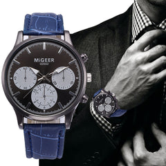 DISU Men Wrist Watch Retro Design Leather Band Analog Alloy Quartz watch man vintage men wristwatch clock men watches