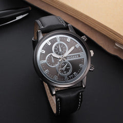 DISU Men Wrist Watch  Retro Design Leather Band Analog Alloy Quartz wristwatch mens watches mens 2019 men wristwatch clock