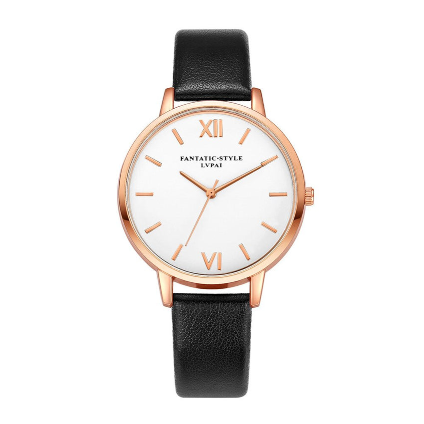 Modern Women's Watches Rose Gold Dial Fashion Ladies Quartz Wristwatch High Quality Leather Strap Casual Gift Clock Female@50