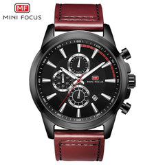 MINI FOCUS Sports Watches Mens 2019 Wristwatch Quartz Watches Men Luxury Brand Waterproof Leather Watch Strap Fashion Male Clock
