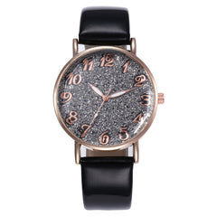 Best Selling  Women Watches Roman Numeral Starry Sky Dial Ladies Quartz Wristwatch Fashion Leather Strap Clock Reloj Mujer@50
