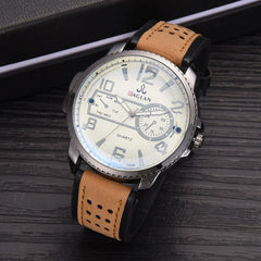 Men Watch Quartz High Quality Leather Blu Ray Glass Clock Watch Mens new arrival in men wrist watches relogios masculinos