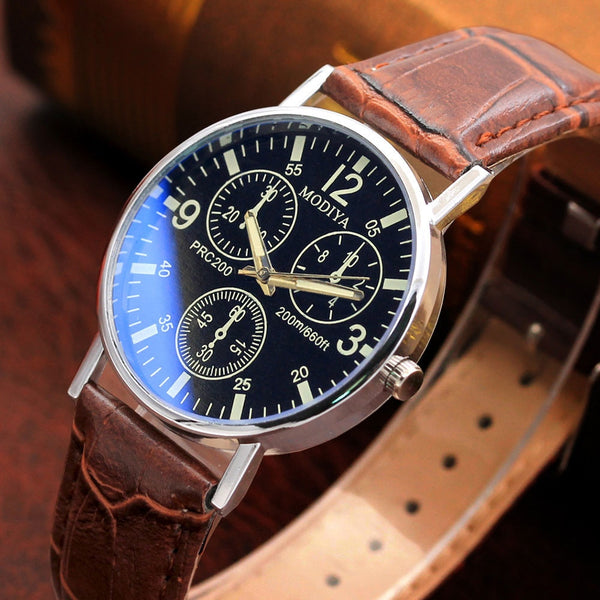 Men's Watch Six Pin Watches Quartz Blue Glass Belt Watch Man Reloj Hombre 2019 men wristwatch clock relogio masculino