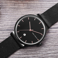 MINI FOCUS Simple Men Watches 2019 Luxury Brand Mesh Stainless Steel Watch Waterproof Men's Wristwatch Quartz Watches Men Clock