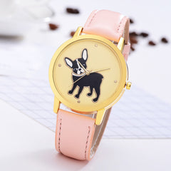 Women's Watches Casual  Ladies Quartz Wristwatch Golden Border Puppy Pattern Dial Leather Strap Clock Dress Gift Reloj Mujer@50