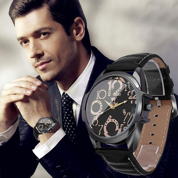 Man Wristwatch Fashion Luxury Business Large Dial Leather Belt Quartz Watch big dial watches for men zegarek meski orologio uomo