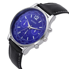 DISU Men Wrist Watch  Retro Design Leather Band Analog Alloy Quartz watch mens vintage men wristwatch clock relogios masculino