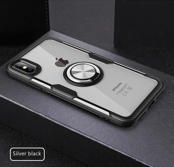 Luxur Car Ring Case On For IPhone 6 6s 7 8 Plus XR X XS Max Soft Silicone Cover For IPhone 6 6s 7 8 Plus PC Back Shockproof Case