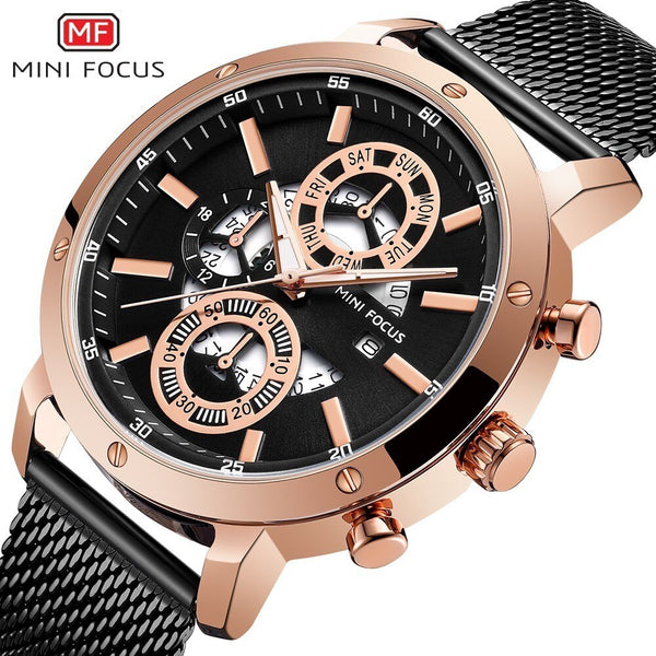 MINI FOCUS Watches Mens 2019 Quartz Rose Gold Watch Men Business Men's Watch Top Brand Luxury Fashion Casual Male Watch Luminous