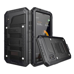 Anti Shock Hybrid Tough Heavy Metal Shockproof Armor Case For iPhone X 8 7 6 6S Plus 5 5S SE Protective Cover With Glass Film