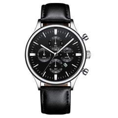Men's Watch Fashion Sport Stainless Steel Case Leather Band Quartz Analog Wrist Watch Man Reloj Hombre 2019 relogios masculinos