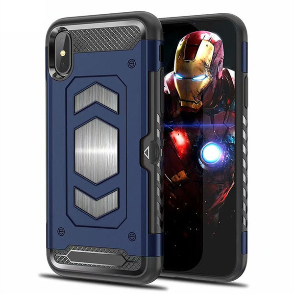 Phone Case For Iphone X XS Max XR 6 6S 7 8 Plus Hybrid Armor Car Magnetic Suction Bracket Cases Rugged Soft Card Slot Cover
