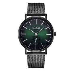 FanTeeDa Men Wristwatch Fashion Luxury Mesh Belt Double Eye Dial Analog Quartz Watch Man Watches Mens 2019 relojes para hombre