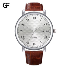 Men's Watch New Fashion High-End Quartz Letter Leather Strap male clock men watches quartzo day date relogios masculinos
