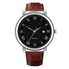 Men's Watch New Fashion High-End Quartz Letter Leather Strap male clock men watches quartzo day date relogios masculinos