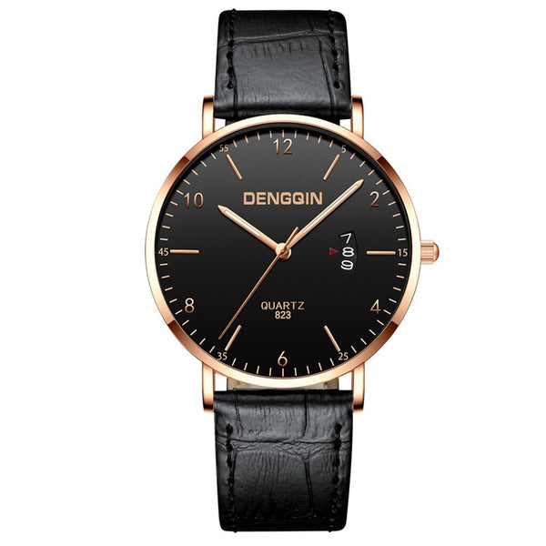 DISU Men Watch Luxury Quartz Sport Military Stainless Steel Dial Leather Band watch mens watches mens 2019 clock men