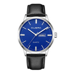 Mens Watch Luxury Faux Leather Blue Ray Glass Analog Calen Quartz Watch Watches Mens 2019 Men Wristwatch Clock relogio masculino