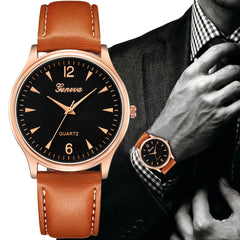 Men Watch Luxury Fashion Faux Leather Blue Ray Glass Quartz Analog Watch Man new arrival in men wrist watches relogios masculino