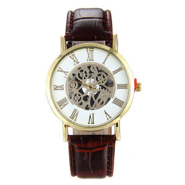 Man Wrist Watch Fashion Luxury Leather Hollow Dial Analog Rome Digital Quartz Wristwatch Mens relojes para hombre orologio uomo