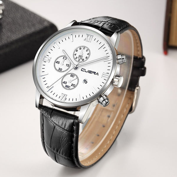 DISU Men Watches Leather Military Alloy Analog Date Quartz Business watch man unique watch for men relogios masculino