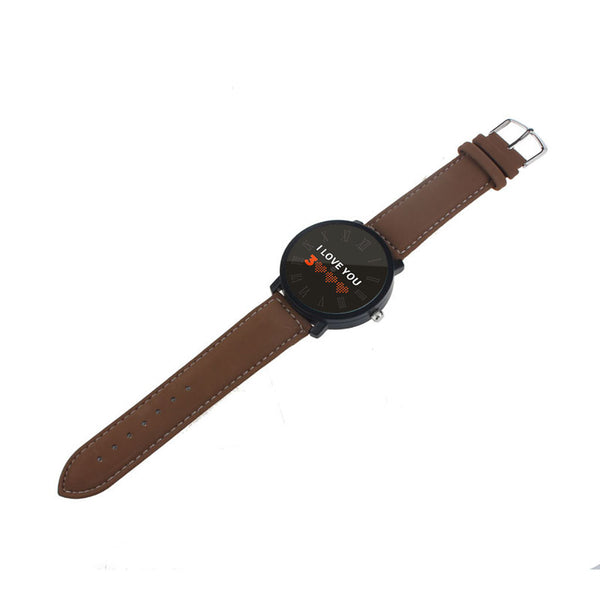 Man And Women Watch I LOVE YOU 3000 Fashion Quartz Simple Leather Belt Watches Mens 2019 Men Wristwatch Clock zegarek meski