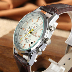 Men Watch Fashion Temperament Three Eye Six Pin Analog Quartz Leather Belt Watch Mens Reloj Hombre 2019 Men Wristwatch Clock