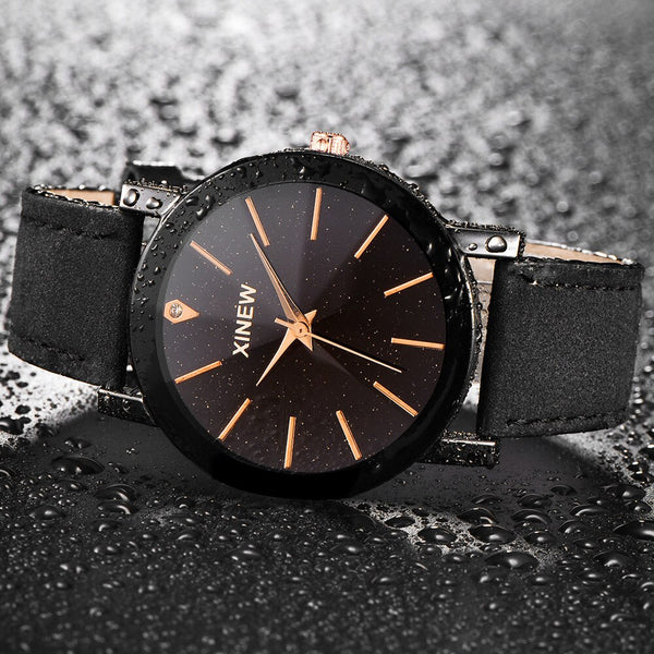 DISU Men Women Ladies Wrist Watch Leather Strap Line Analog Quartz watch man watches mens 2019 relogio masculino