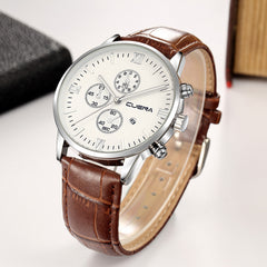 DISU Men Watches Leather Military Alloy Analog Date Quartz Business watch man unique watch for men relogios masculino