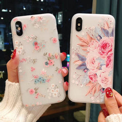 Fashion Flower Silicon Phone Case For iPhone 7 8 Plus Rose Floral Leaves Cases For iPhone X 7 6 6S Plus 5 5S SE Soft TPU Cover