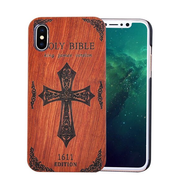 Genuine Natural Wood Case For iPhone X 8 7 6 6s Plus 5s 5 SE Cover Novel Embossed Flower Skull Wolf Pattern Wooden Phone Cases