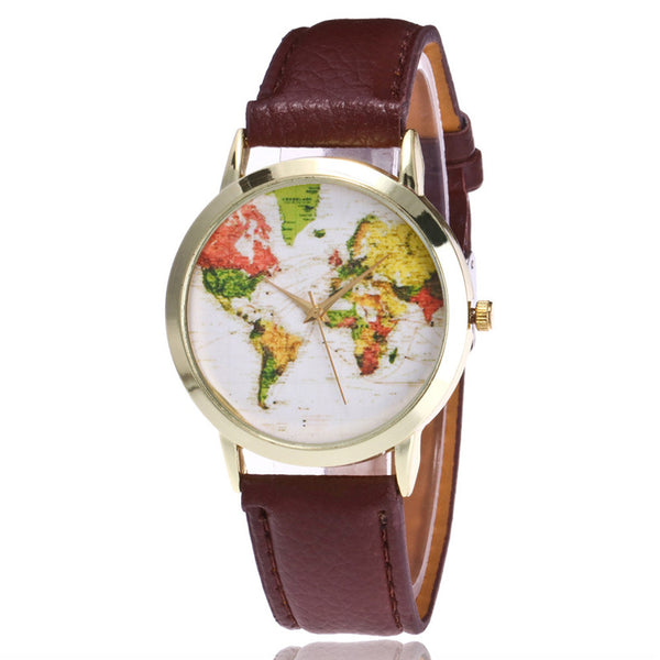 Temperament Fashion map Women's Watches Bayan Kol Saati Bayan Saat Reloj De Mujer Worth Buying Clock Creative And Unique@50