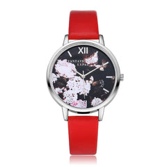 Minimalism Women Watches Flower Butterfly Dial Ladies Quartz Wristwatch Fashion Leather Strap Clock Dress Gift Zegarki Damskie50