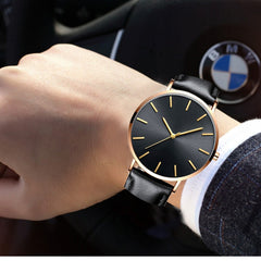 DISU Men Women Watch Betreasure Ultra Thin Luxury Leather Casual Quartz watch man unique watch for men relogios masculino