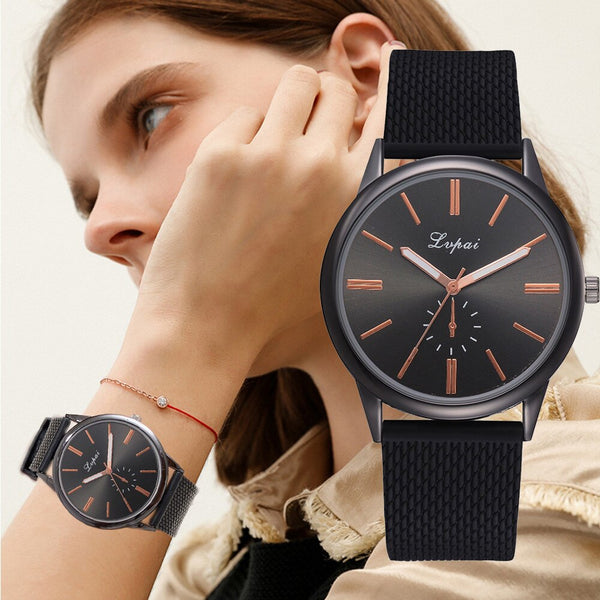 Hot Sale Women's Watches Simple Thin Scale Disc Ladies Quartz Wristwatch Gold Silicone Strap Fashion Clock Casual Reloj Mujer@50