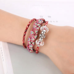 Hot Selling Leather Bracelet Woman High Quality Beading Handmade Rope Wrap Fashion Bracelets Bangles Gift  Brazalete Mujer@50